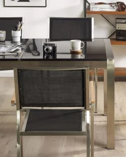 Gartenstuhl Schwarz 4er Set Edelstahl GROSSETO 9 Gartenstuhl Schwarz 4er Set Edelstahl GROSSETO -Beliani Verkaufsgeschäft undef src sa picid 818422 type whitesh image