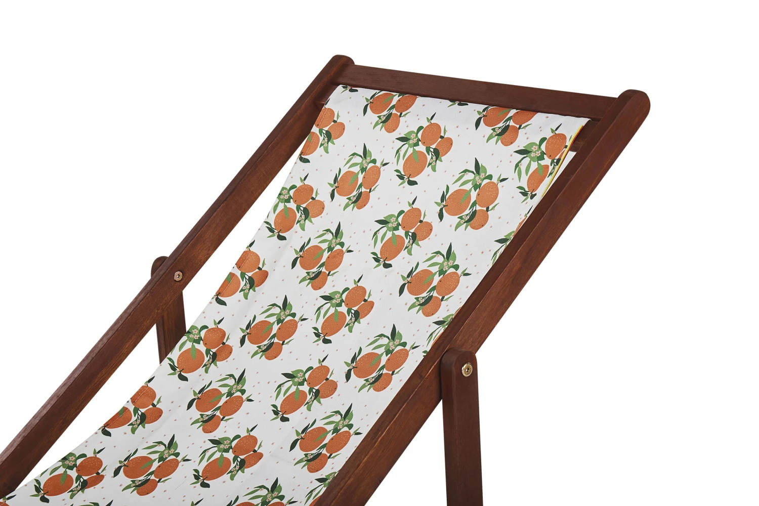Liegestuhl Akazienholz Dunkelbraun Textil Orangenmotiv Mehrfarbig 2er Set ANZIO 4 Liegestuhl Akazienholz Dunkelbraun Textil Orangenmotiv Mehrfarbig 2er Set ANZIO – Bild 4