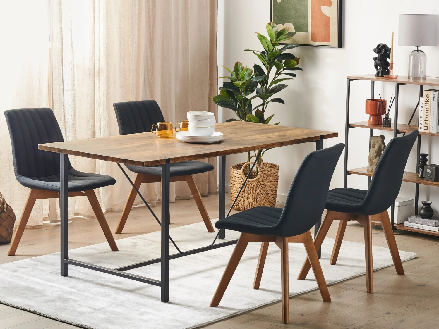 Esstisch Dunkler Holzfarbton / Schwarz 160 X 80 Cm SARITAS 2 Esstisch Dunkler Holzfarbton / Schwarz 160 X 80 Cm SARITAS – Bild 2