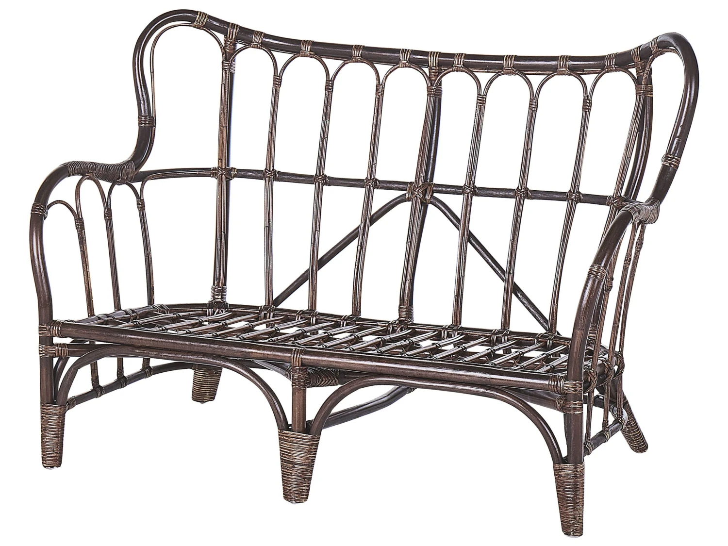 Gartenmöbel Set Rattan Dunkelbraun Sofa 4-Sitzer Auflagen Beige BRINDISI 8 Gartenmöbel Set Rattan Dunkelbraun Sofa 4-Sitzer Auflagen Beige BRINDISI – Bild 8