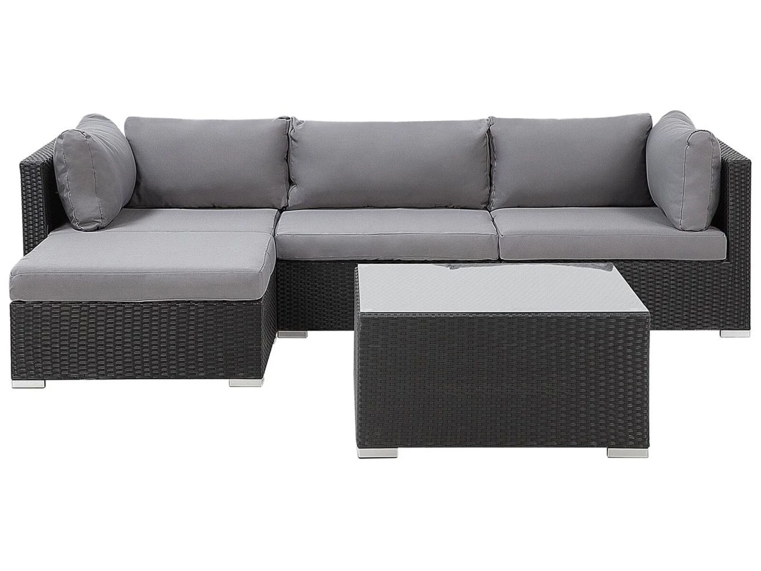 Lounge Set Rattan Schwarz 4-Sitzer Linksseitig SANO II 8 Lounge Set Rattan Schwarz 4-Sitzer Linksseitig SANO II – Bild 8