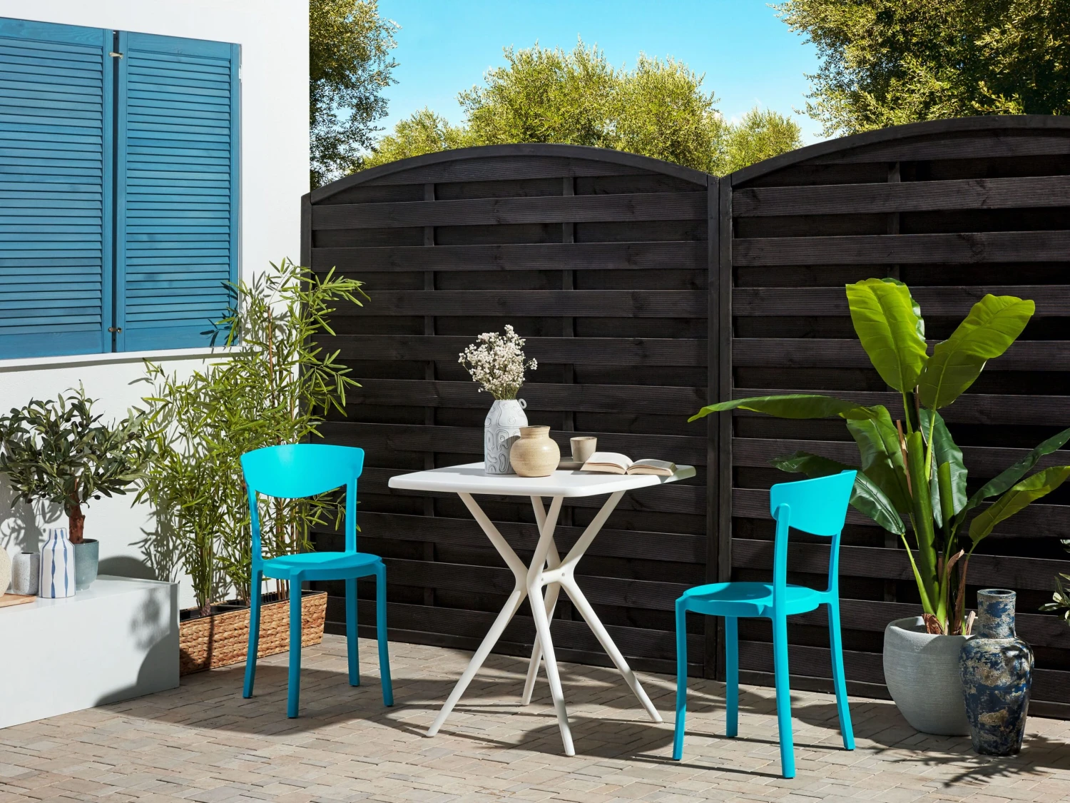 Balkonset Kunststoff Weiß / Blau 2 Stühle SERSALE / VIESTE 2 Balkonset Kunststoff Weiß / Blau 2 Stühle SERSALE / VIESTE – Bild 2