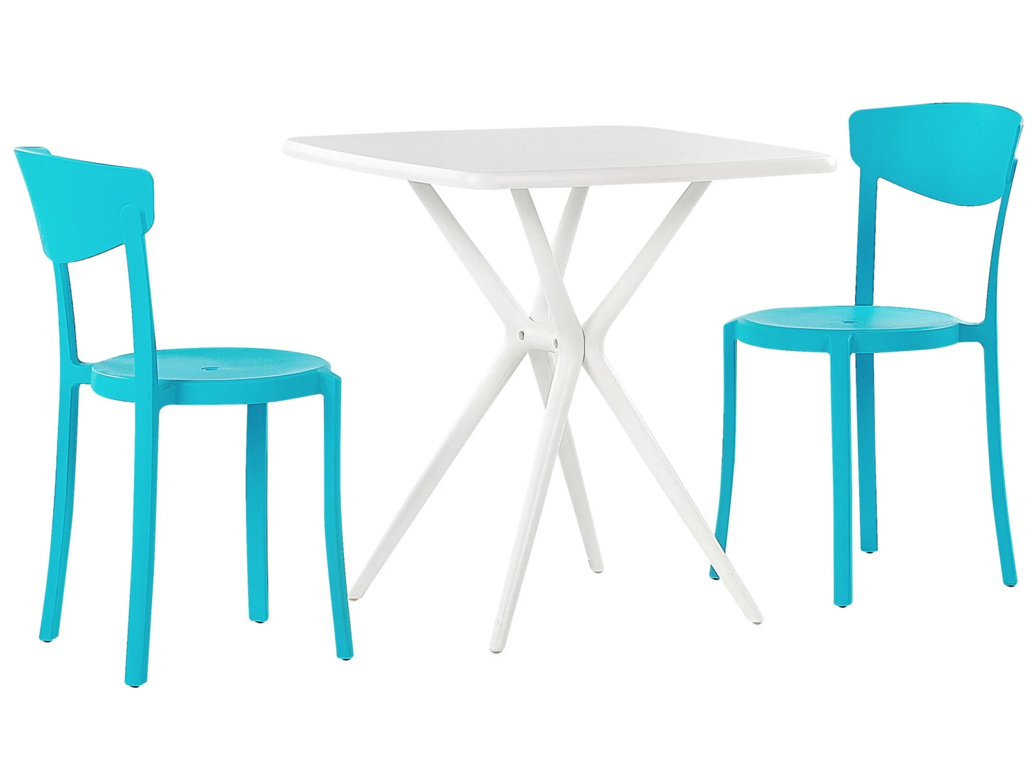 Balkonset Kunststoff Weiß / Blau 2 Stühle SERSALE / VIESTE 1 Balkonset Kunststoff Weiß / Blau 2 Stühle SERSALE / VIESTE