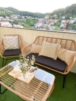 Lounge Set Rattan Natürlich 4-Sitzer Auflagen Schwarz MINORI -Beliani Verkaufsgeschäft undef src sa picid 826322 type whitesh image