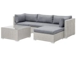 Lounge Set Rattan Hellgrau 4-Sitzer Linksseitig Auflagen Grau SANO II 14 Lounge Set Rattan Hellgrau 4-Sitzer Linksseitig Auflagen Grau SANO II -Beliani Verkaufsgeschäft undef src sa picid 833483 type whitesh image
