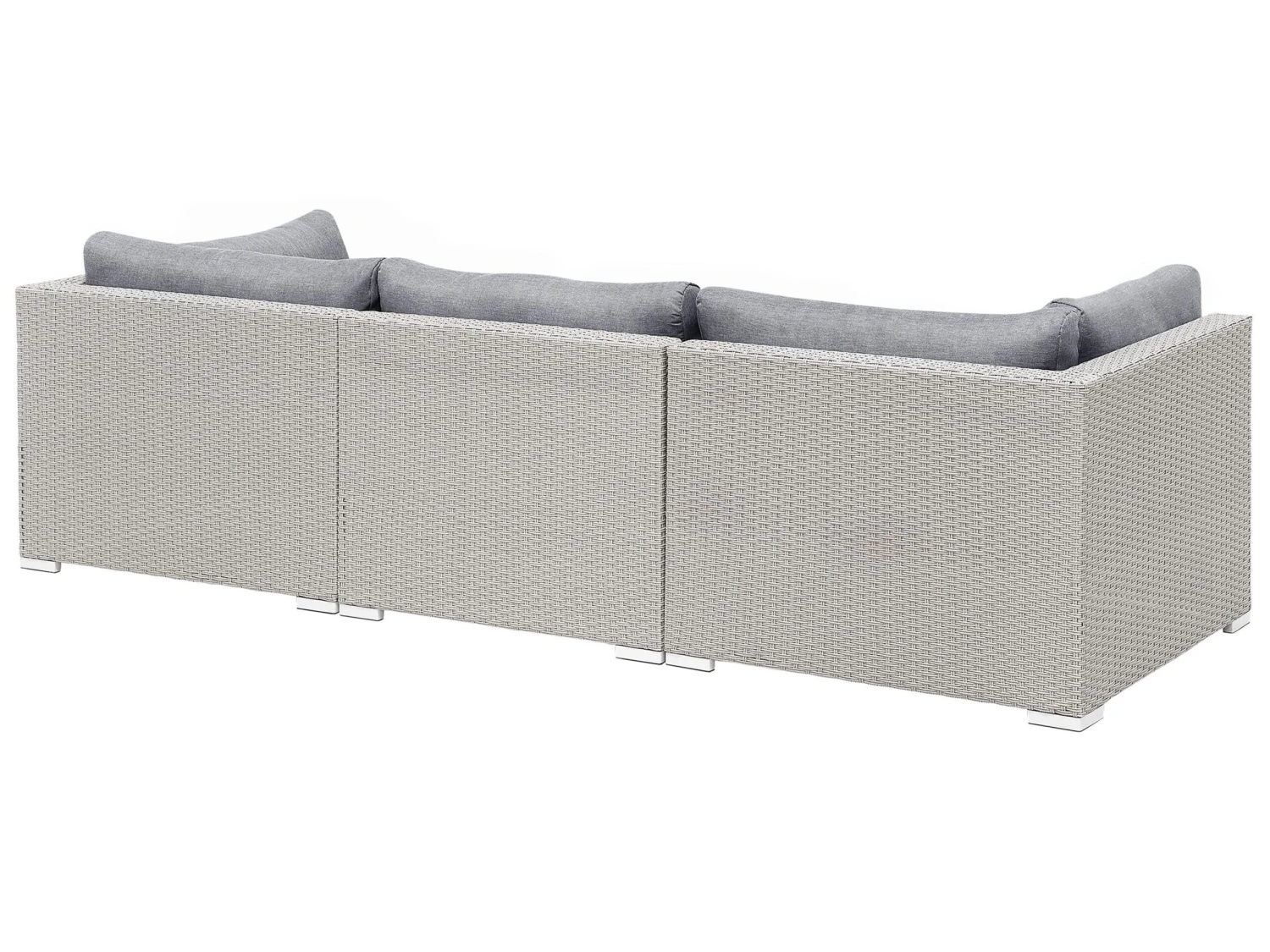 Lounge Set Rattan Hellgrau 4-Sitzer Linksseitig Auflagen Grau SANO II 7 Lounge Set Rattan Hellgrau 4-Sitzer Linksseitig Auflagen Grau SANO II – Bild 7