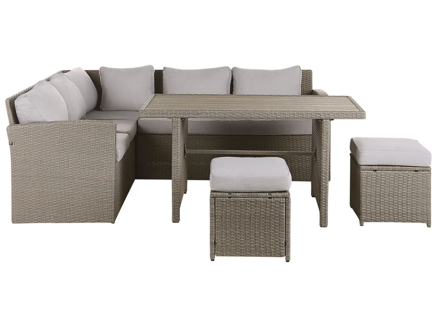 Lounge Set Rattan Taupe 5-Sitzer Auflagen Hellgrau BARDI 4 Lounge Set Rattan Taupe 5-Sitzer Auflagen Hellgrau BARDI – Bild 4