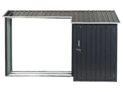 Gerätehaus Mit Holzunterstand Stahl Graphitgrau / Cremeweiß AOSTA 15 Gerätehaus Mit Holzunterstand Stahl Graphitgrau / Cremeweiß AOSTA -Beliani Verkaufsgeschäft undef src sa picid 835750 type whitesh image