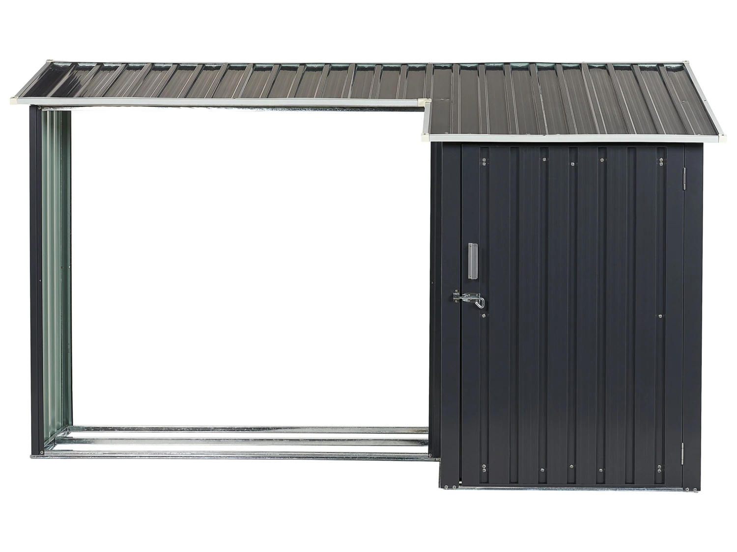 Gerätehaus Mit Holzunterstand Stahl Graphitgrau / Cremeweiß AOSTA 6 Gerätehaus Mit Holzunterstand Stahl Graphitgrau / Cremeweiß AOSTA – Bild 6