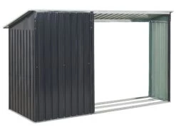 Gerätehaus Mit Holzunterstand Stahl Graphitgrau / Cremeweiß AOSTA 16 Gerätehaus Mit Holzunterstand Stahl Graphitgrau / Cremeweiß AOSTA -Beliani Verkaufsgeschäft undef src sa picid 835751 type whitesh image