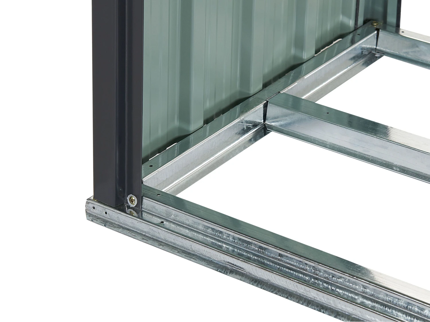 Gerätehaus Mit Holzunterstand Stahl Graphitgrau / Cremeweiß AOSTA 10 Gerätehaus Mit Holzunterstand Stahl Graphitgrau / Cremeweiß AOSTA – Bild 10