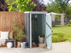 Gerätehaus Mit Dachrinne Stahl Graphitgrau / Cremeweiß UMBRIA 12 Gerätehaus Mit Dachrinne Stahl Graphitgrau / Cremeweiß UMBRIA -Beliani Verkaufsgeschäft undef src sa picid 835760 type whitesh image