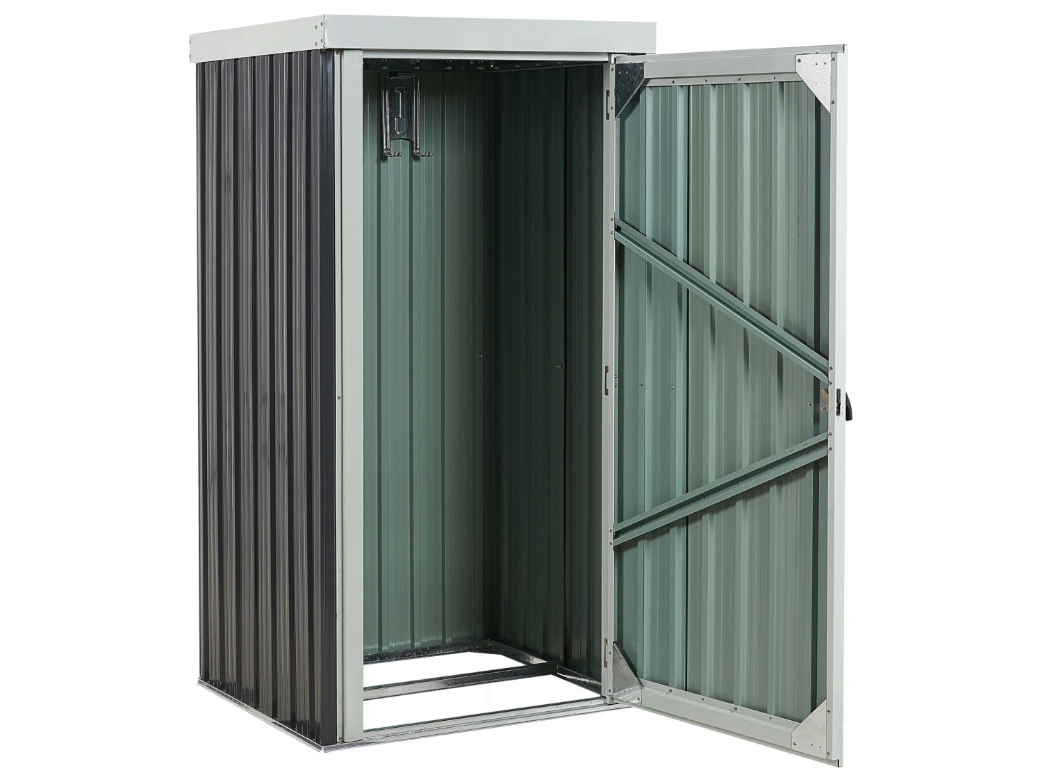 Gerätehaus Mit Dachrinne Stahl Graphitgrau / Cremeweiß UMBRIA 5 Gerätehaus Mit Dachrinne Stahl Graphitgrau / Cremeweiß UMBRIA – Bild 5