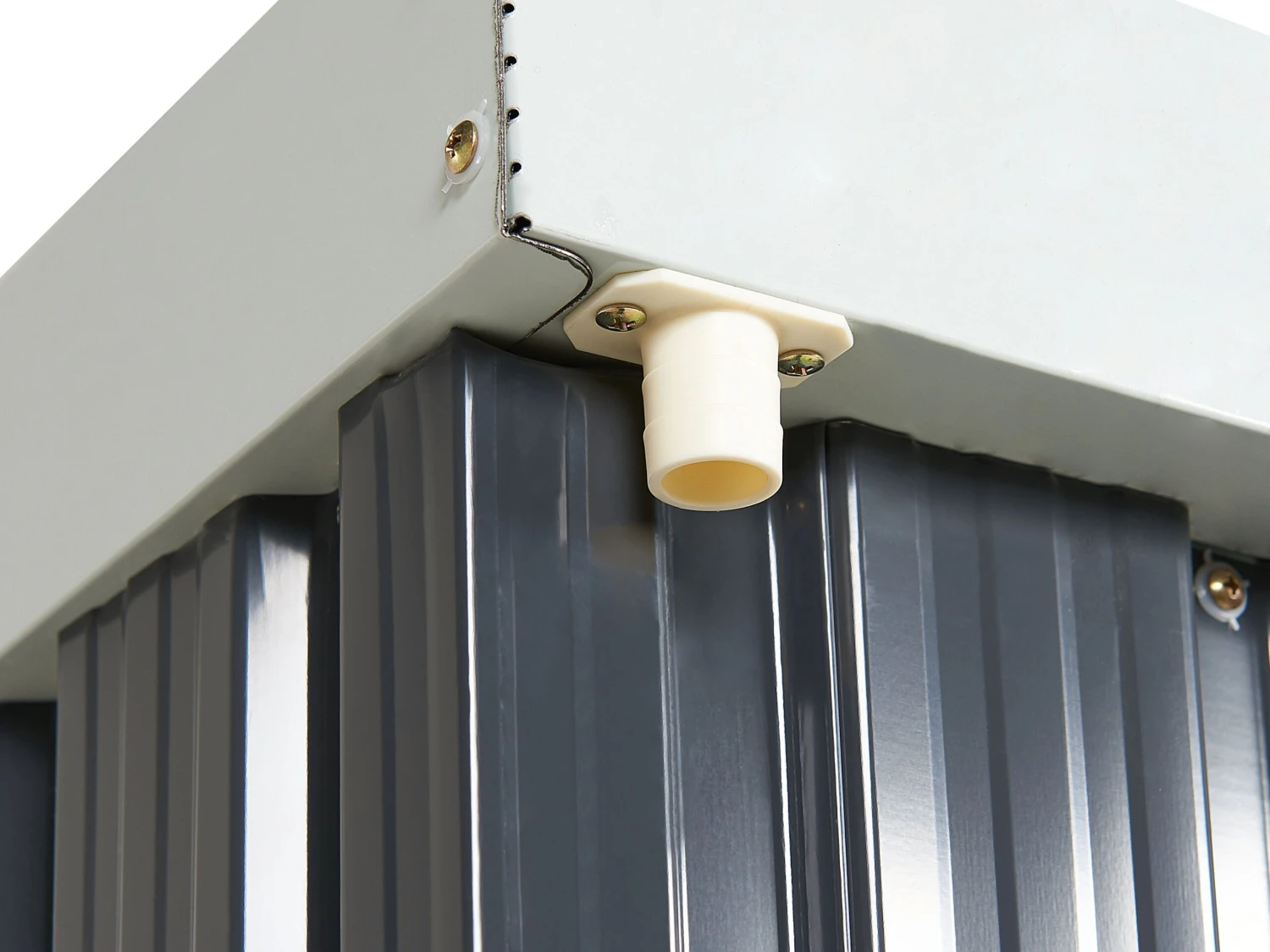 Gerätehaus Mit Dachrinne Stahl Graphitgrau / Cremeweiß UMBRIA 9 Gerätehaus Mit Dachrinne Stahl Graphitgrau / Cremeweiß UMBRIA – Bild 9