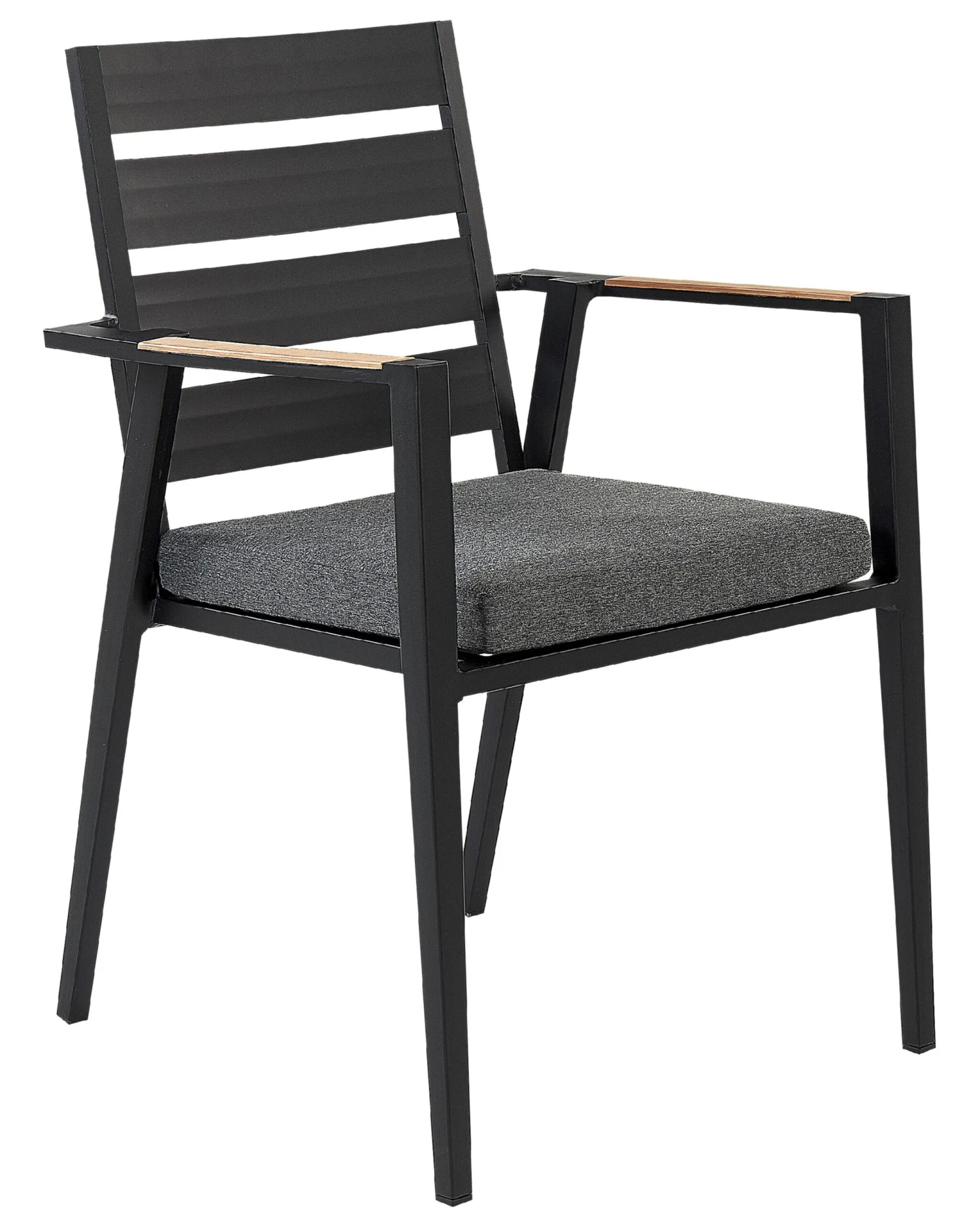 Gartenstuhl Aluminium Schwarz 4er Set Auflagen Grau TAVIANO 4 Gartenstuhl Aluminium Schwarz 4er Set Auflagen Grau TAVIANO – Bild 4
