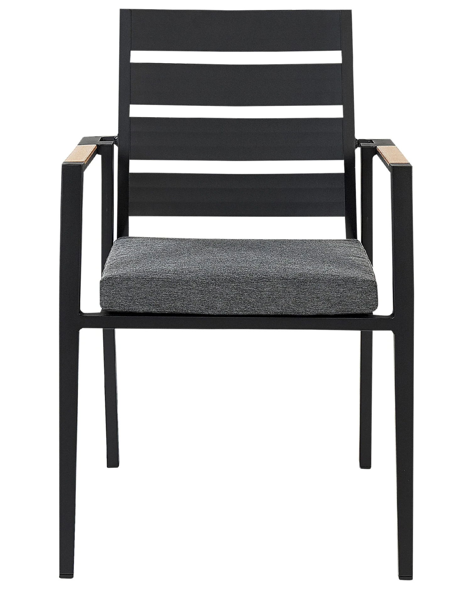 Gartenstuhl Aluminium Schwarz 4er Set Auflagen Grau TAVIANO 6 Gartenstuhl Aluminium Schwarz 4er Set Auflagen Grau TAVIANO – Bild 6