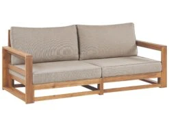 Gartensofa Akazienholz Hellbraun 2-Sitzer Auflagen Taupe TIMOR II