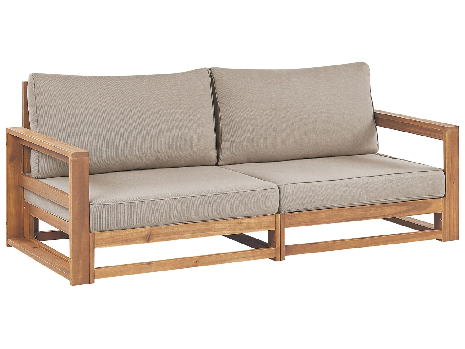 Gartensofa Akazienholz Hellbraun 2-Sitzer Auflagen Taupe TIMOR II 1 Gartensofa Akazienholz Hellbraun 2-Sitzer Auflagen Taupe TIMOR II
