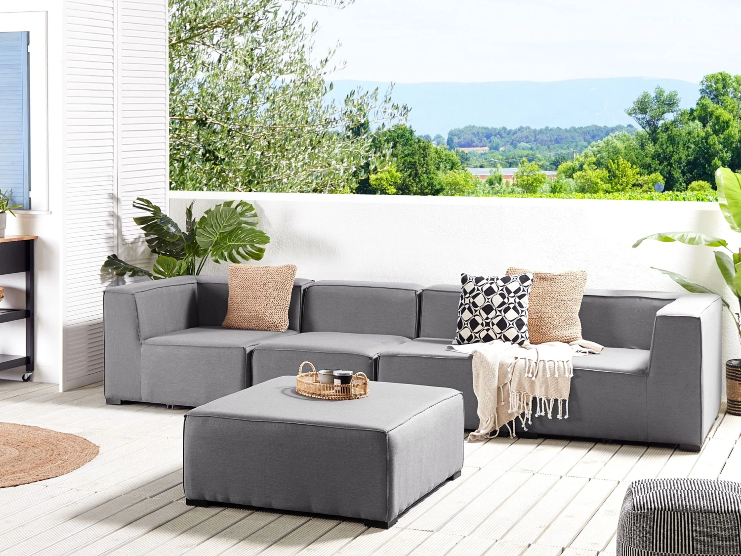 Lounge Set Polsterbezug Grau 4-Sitzer AREZZO 2 Lounge Set Polsterbezug Grau 4-Sitzer AREZZO – Bild 2
