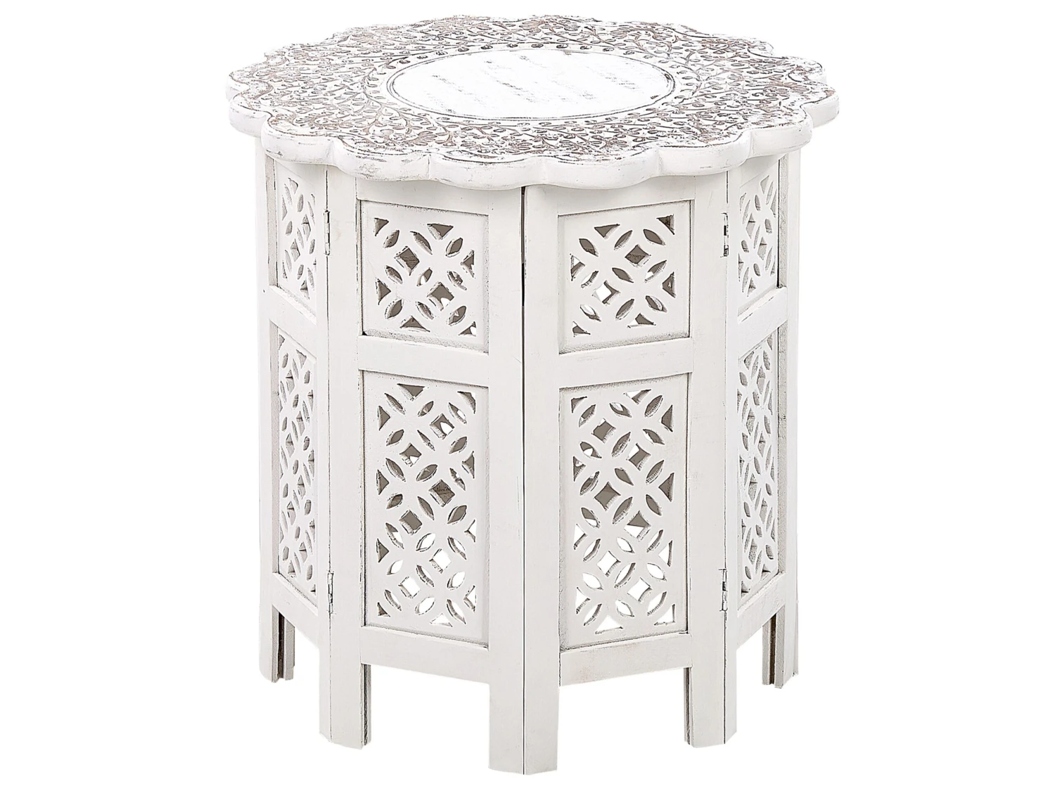 Beistelltisch Mangoholz Weiß ⌀ 44 Cm BADHI